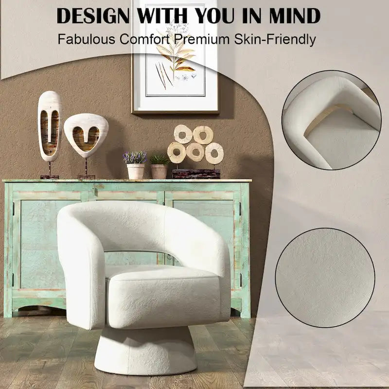 360-Degree Swivel Barrel Upholstered Modern Armchair