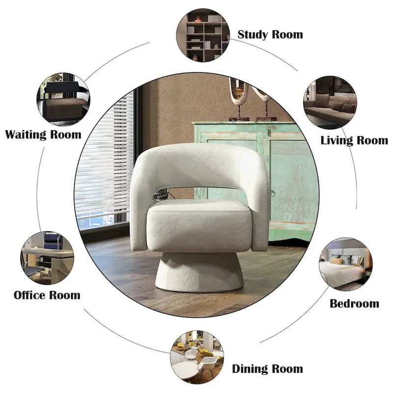 360-Degree Swivel Barrel Upholstered Modern Armchair