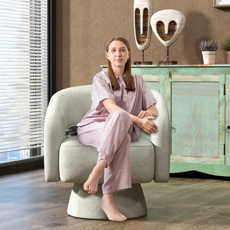 360-Degree Swivel Barrel Upholstered Modern Armchair
