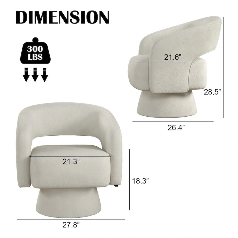 360-Degree Swivel Barrel Upholstered Modern Armchair