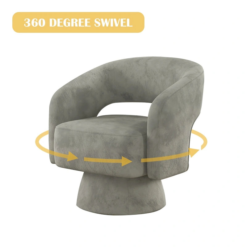 360-Degree Swivel Barrel Upholstered Modern Armchair