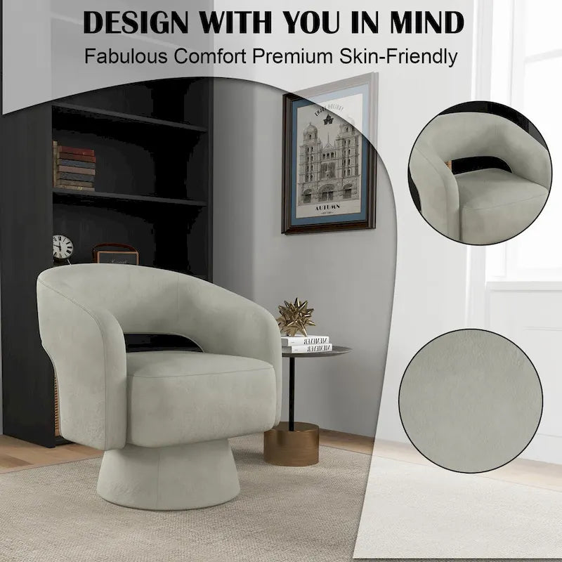 360-Degree Swivel Barrel Upholstered Modern Armchair