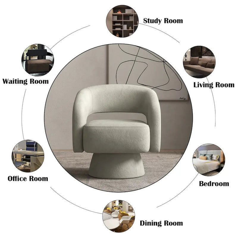 360-Degree Swivel Barrel Upholstered Modern Armchair