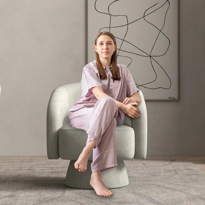 360-Degree Swivel Barrel Upholstered Modern Armchair