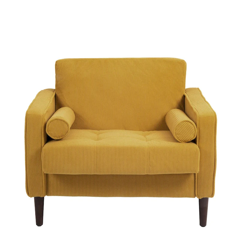 Set of 2 Wide Corduroy Armchair Accent Chairs for Living Room