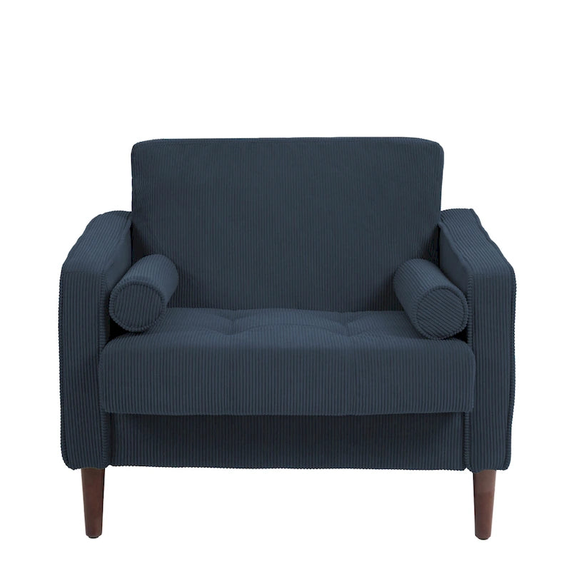 Set of 2 Wide Corduroy Armchair Accent Chairs for Living Room