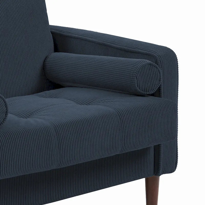 Set of 2 Wide Corduroy Armchair Accent Chairs for Living Room