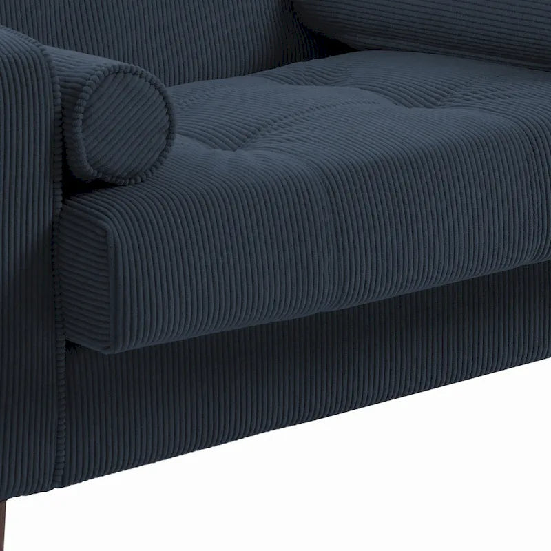 Set of 2 Wide Corduroy Armchair Accent Chairs for Living Room