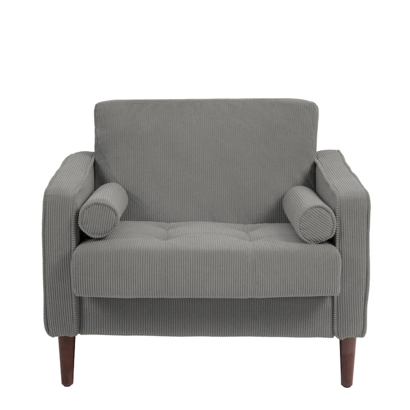 Set of 2 Wide Corduroy Armchair Accent Chairs for Living Room