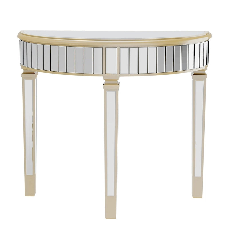 Silver Mirrored Half Moon Console Table - 35.4x31.6 inch