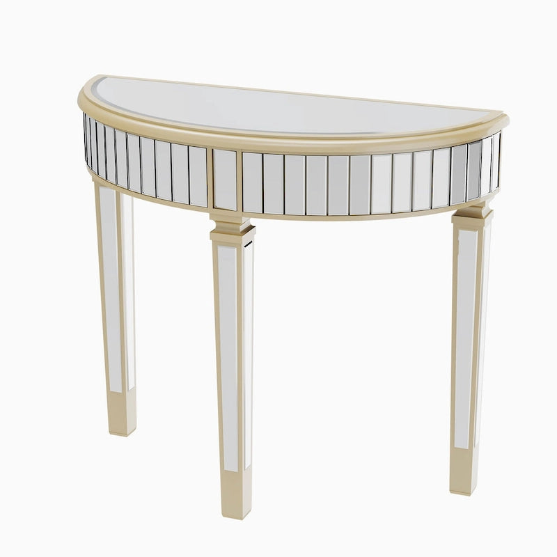 Silver Mirrored Half Moon Console Table - 35.4x31.6 inch