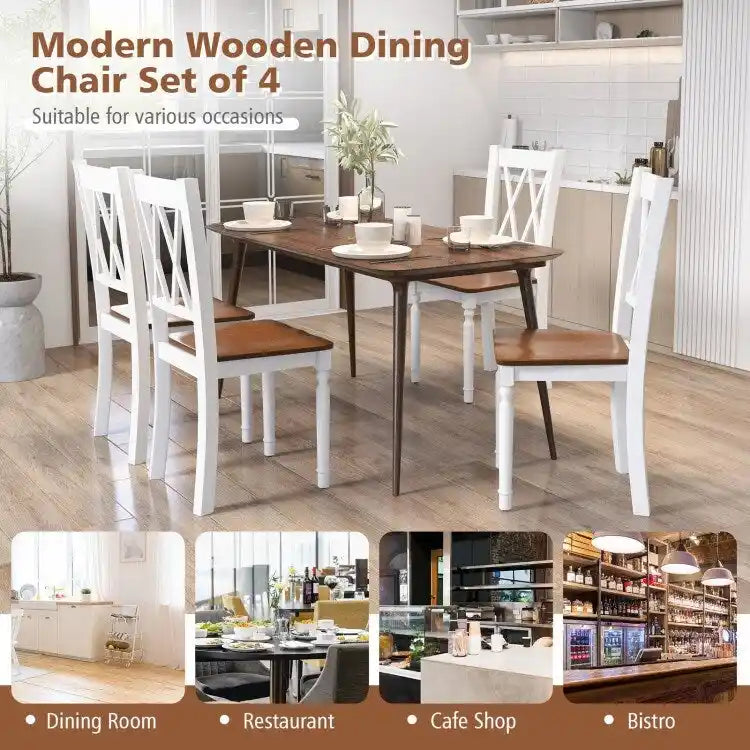 Farmhouse Kitchen Dining Chairs Set of 4 Solid Wood - 18x19x38