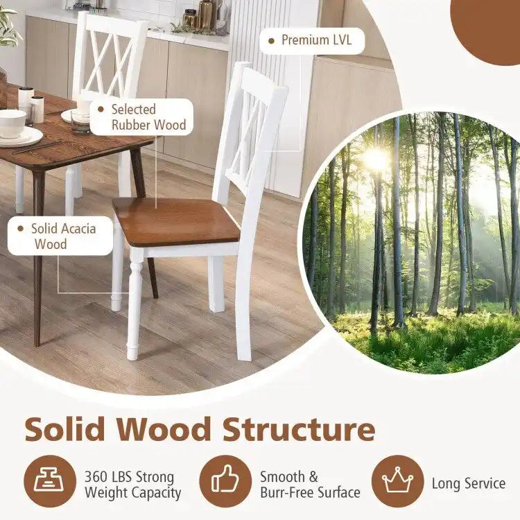Farmhouse Kitchen Dining Chairs Set of 4 Solid Wood - 18x19x38