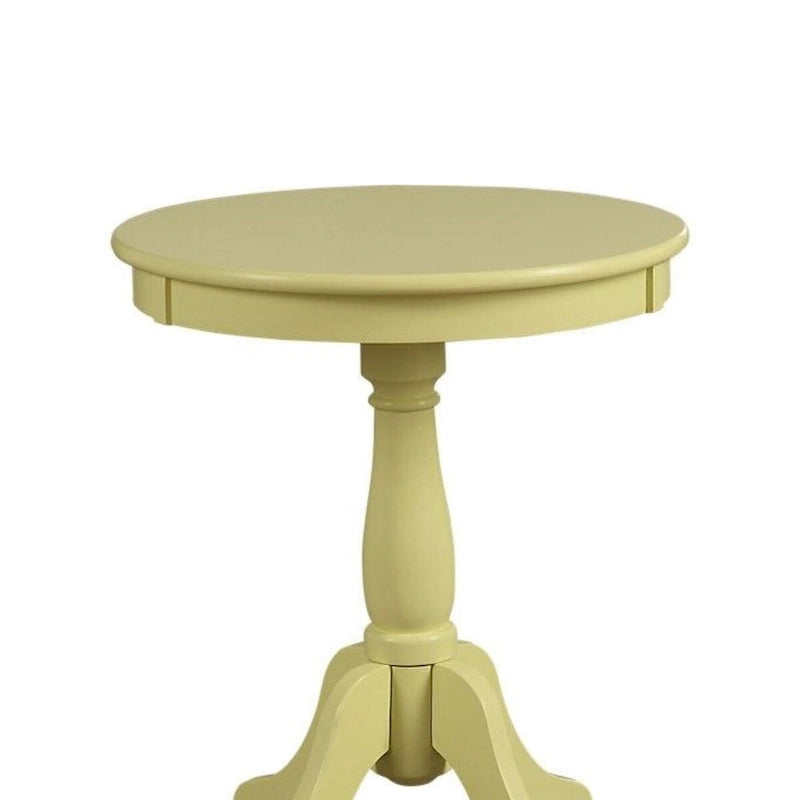 Traditional Round Wooden Side Table with Turned Pedestal Base - 22Hx18W