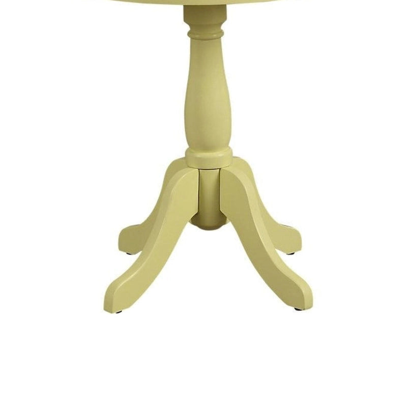 Traditional Round Wooden Side Table with Turned Pedestal Base - 22Hx18W