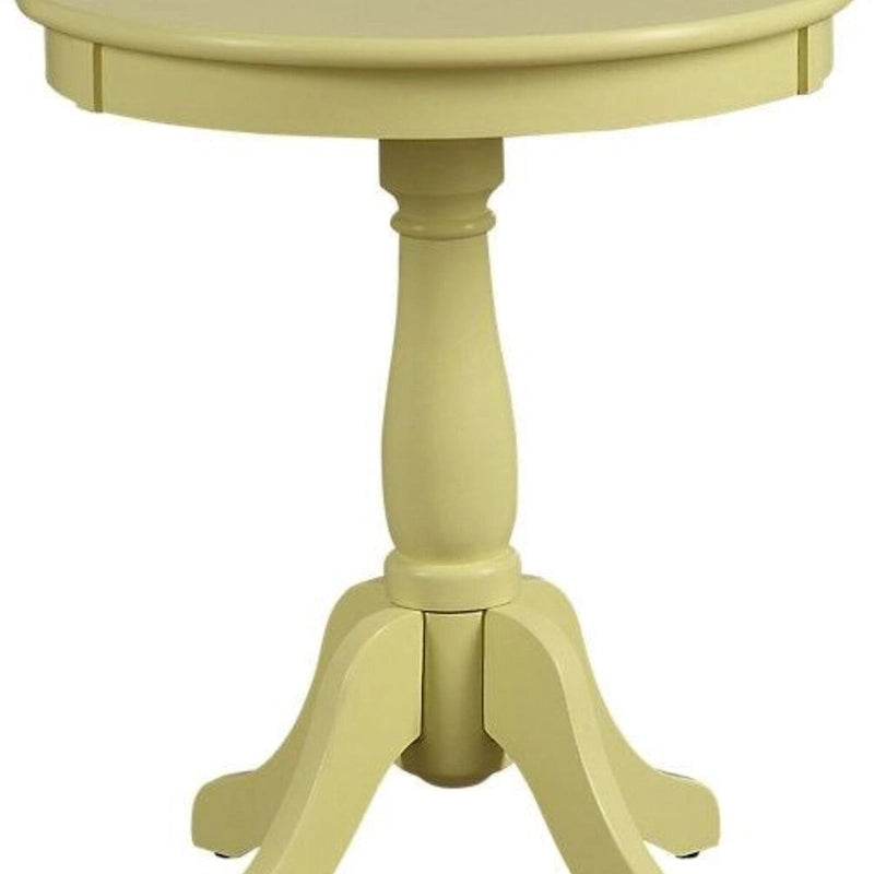 Traditional Round Wooden Side Table with Turned Pedestal Base - 22Hx18W