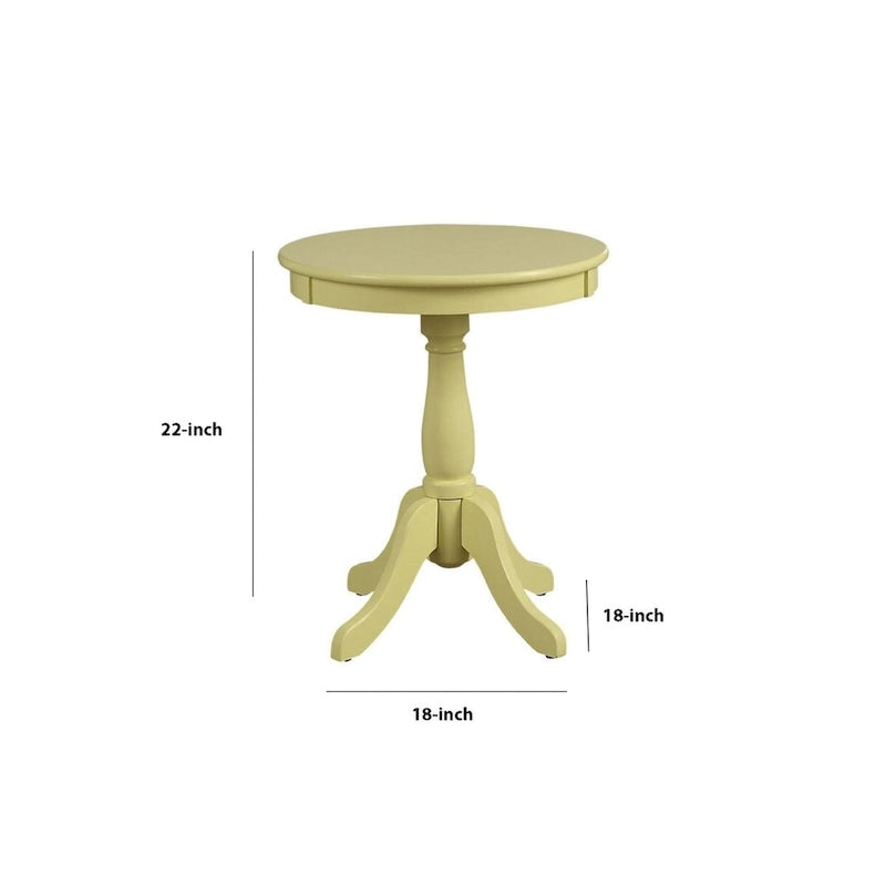 Traditional Round Wooden Side Table with Turned Pedestal Base - 22Hx18W