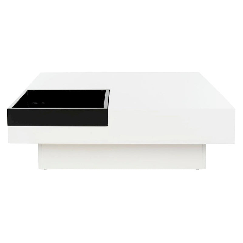 White and Black Square Coffee Table - 35x35x12 inch
