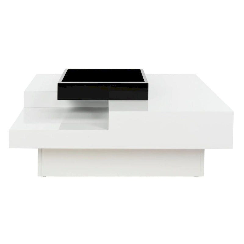 White and Black Square Coffee Table - 35x35x12 inch