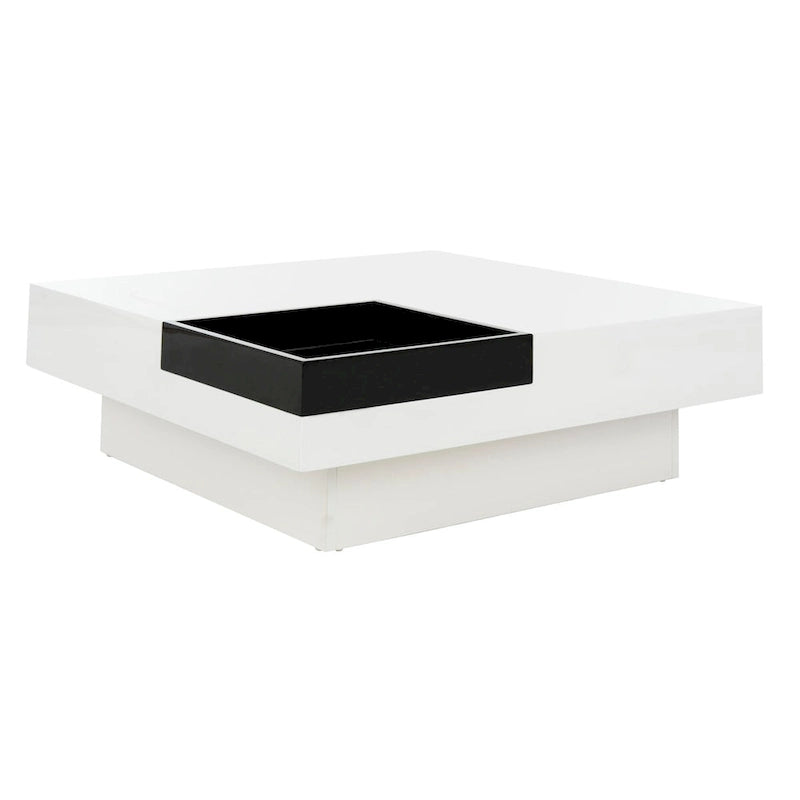 White and Black Square Coffee Table - 35x35x12 inch