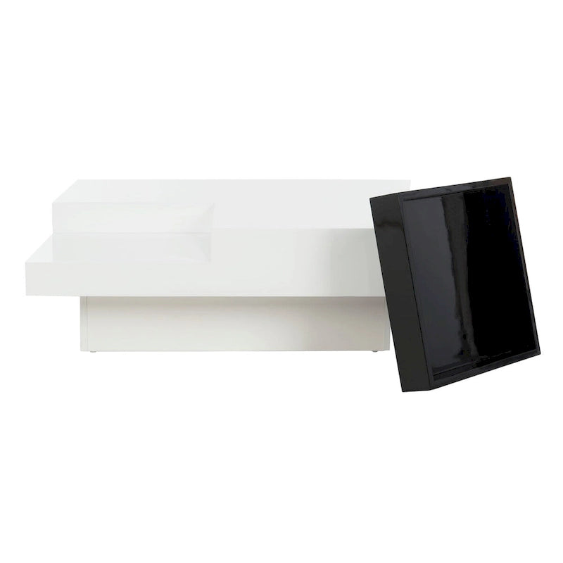 White and Black Square Coffee Table - 35x35x12 inch