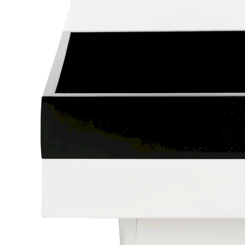 White and Black Square Coffee Table - 35x35x12 inch