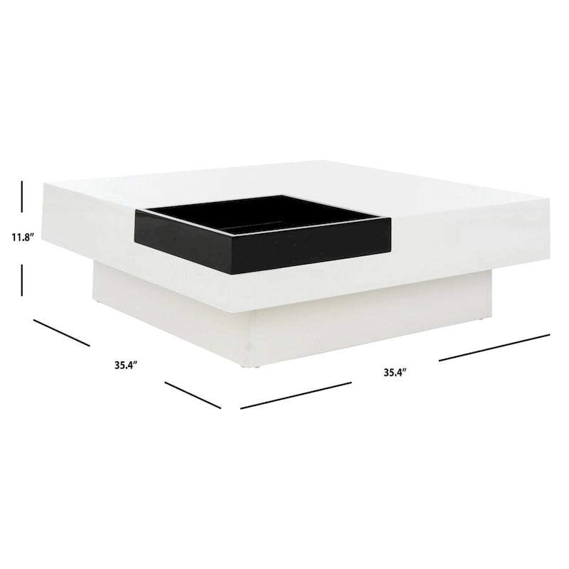 White and Black Square Coffee Table - 35x35x12 inch