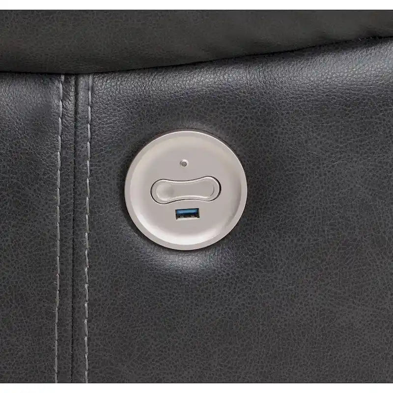 Dark Grey Power Recliner Chair with USB Port and Pillow Arms