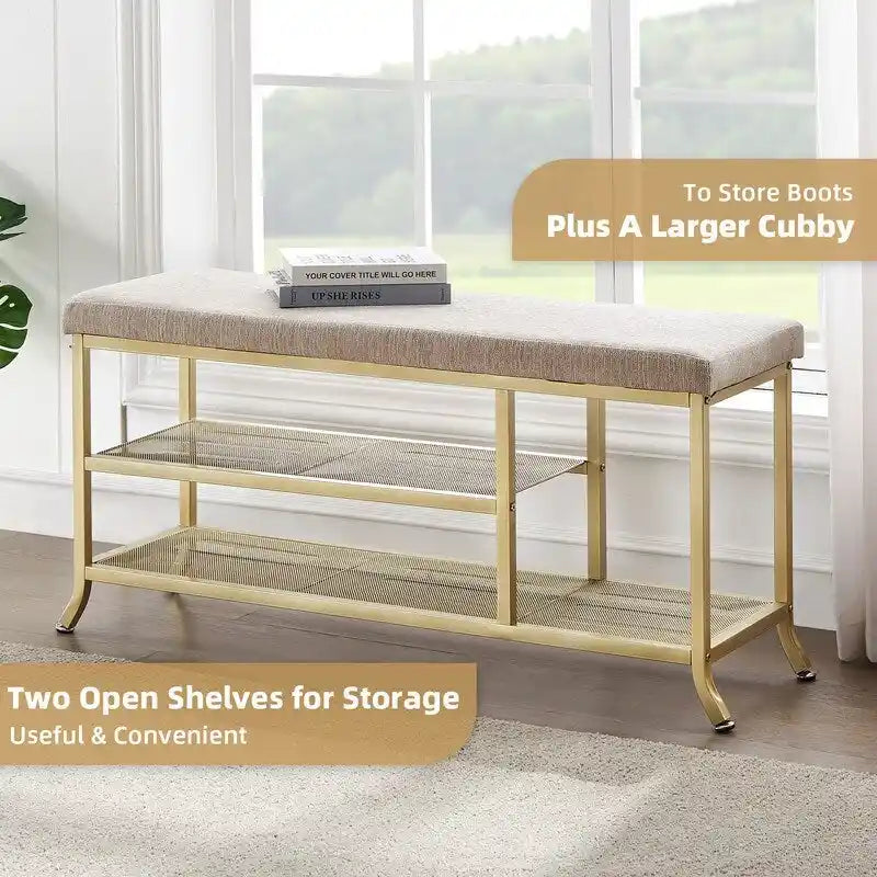 Shoe Storage Bench for Entryway with Shelf