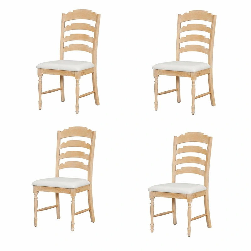 Vintage 4-Piece Upholstered Dining Chairs with Serrated Backs