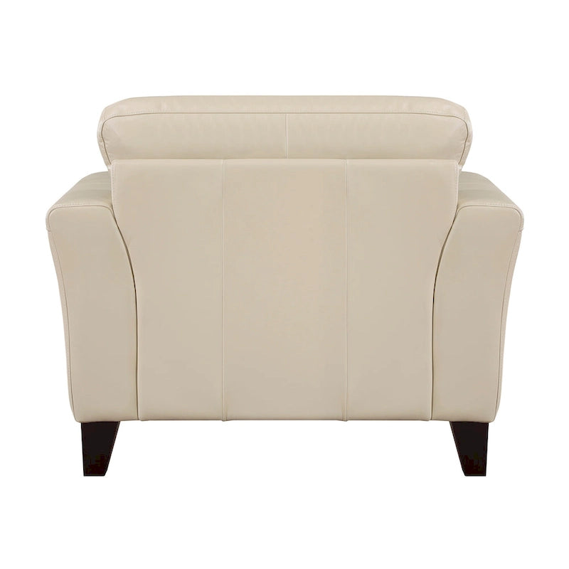 38 Inch Accent Chair Cream Top Grain and Split Leather with Solid Wood