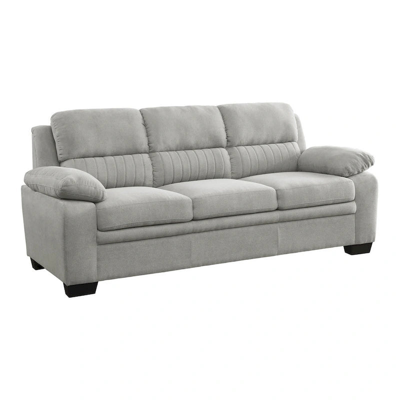 80 Inch Gray Polyester Sofa with Soft Foam Cushions and Solid Wood Frame