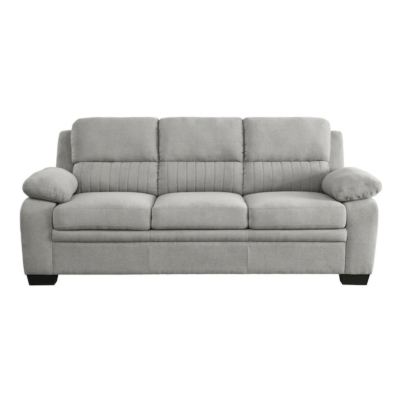 80 Inch Gray Polyester Sofa with Soft Foam Cushions and Solid Wood Frame
