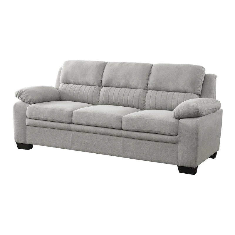 80 Inch Gray Polyester Sofa with Soft Foam Cushions and Solid Wood Frame