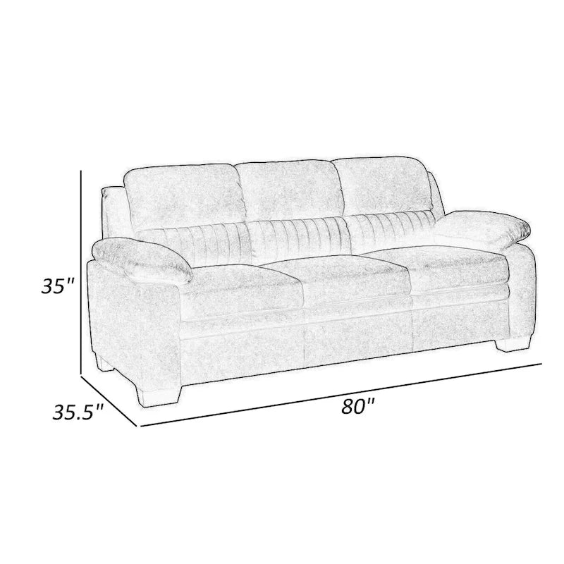 80 Inch Gray Polyester Sofa with Soft Foam Cushions and Solid Wood Frame