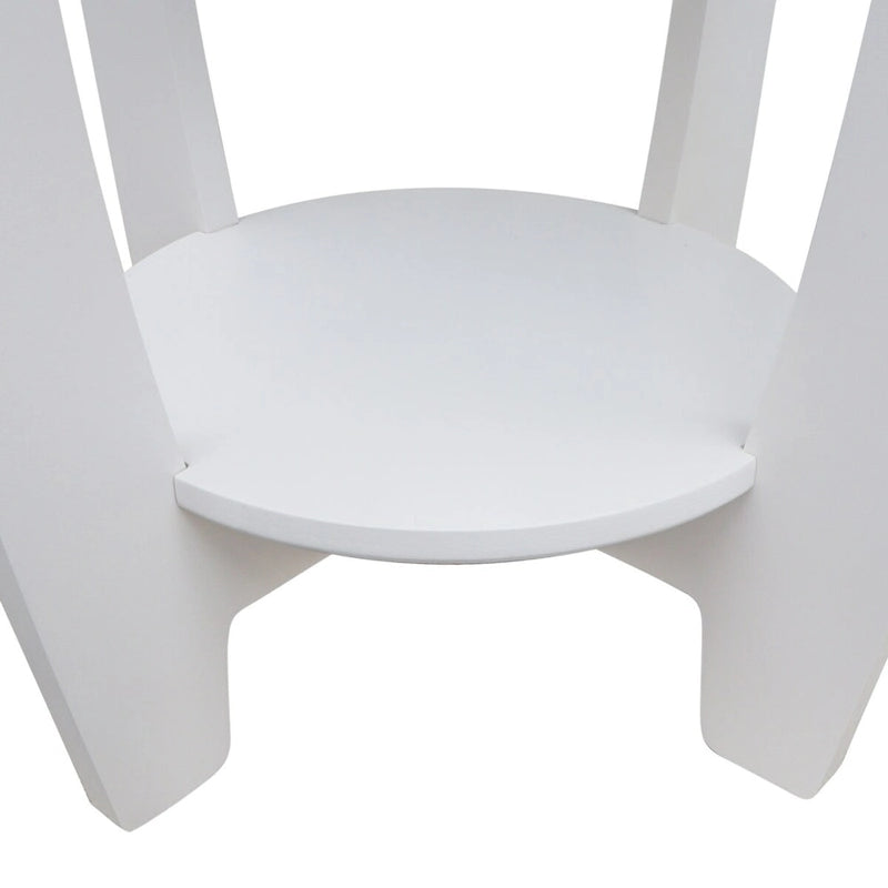 2-Tier Round Wooden Side Table White and Brown