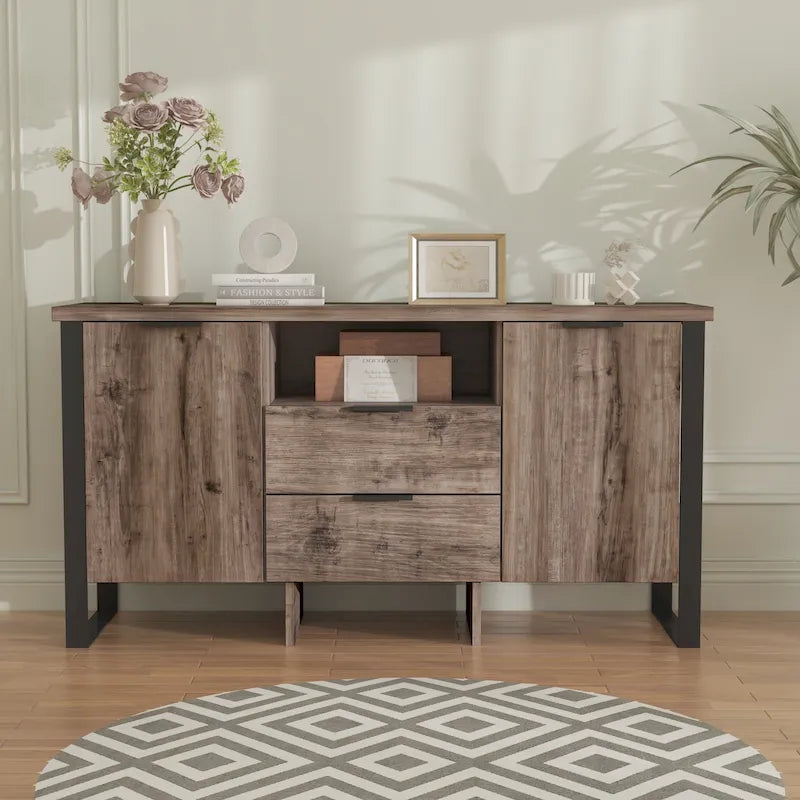 2-Door 2-Drawer Storage Cabinet and TV Stand