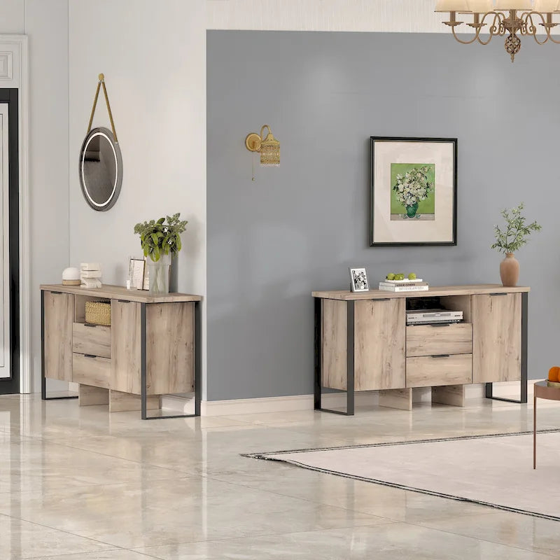 2-Door 2-Drawer Storage Cabinet and TV Stand