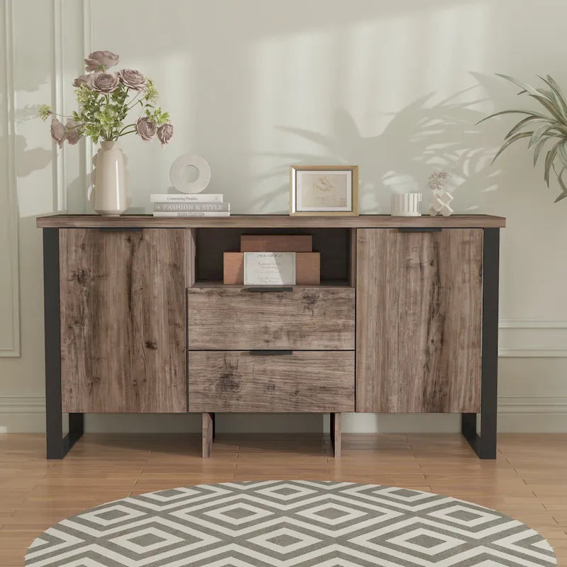 2-Door 2-Drawer Storage Cabinet and TV Stand