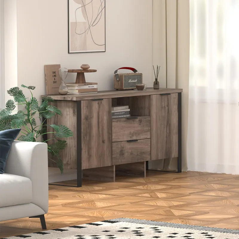 2-Door 2-Drawer Storage Cabinet and TV Stand