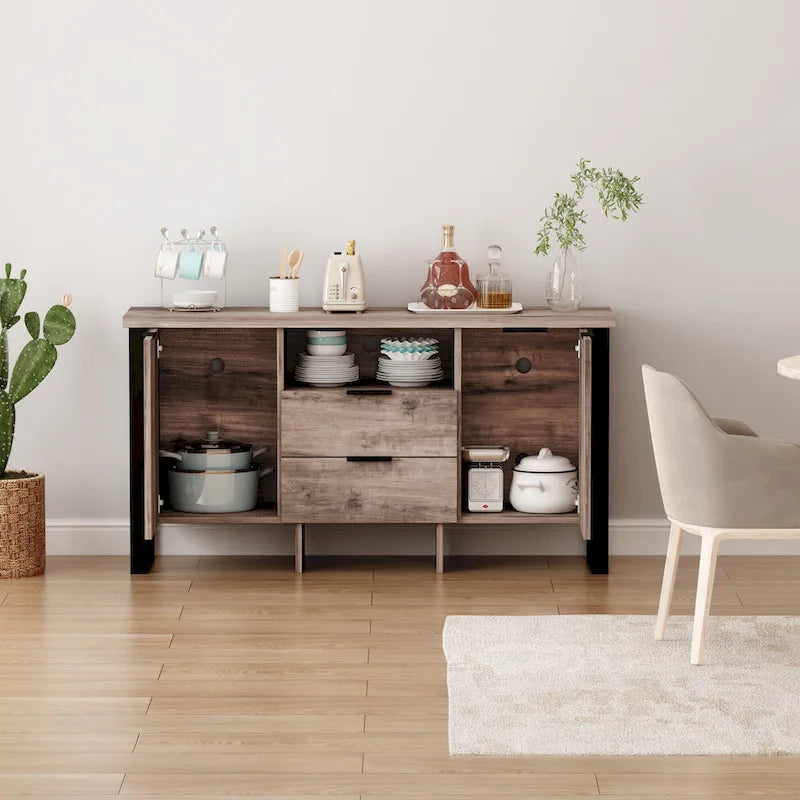 2-Door 2-Drawer Storage Cabinet and TV Stand