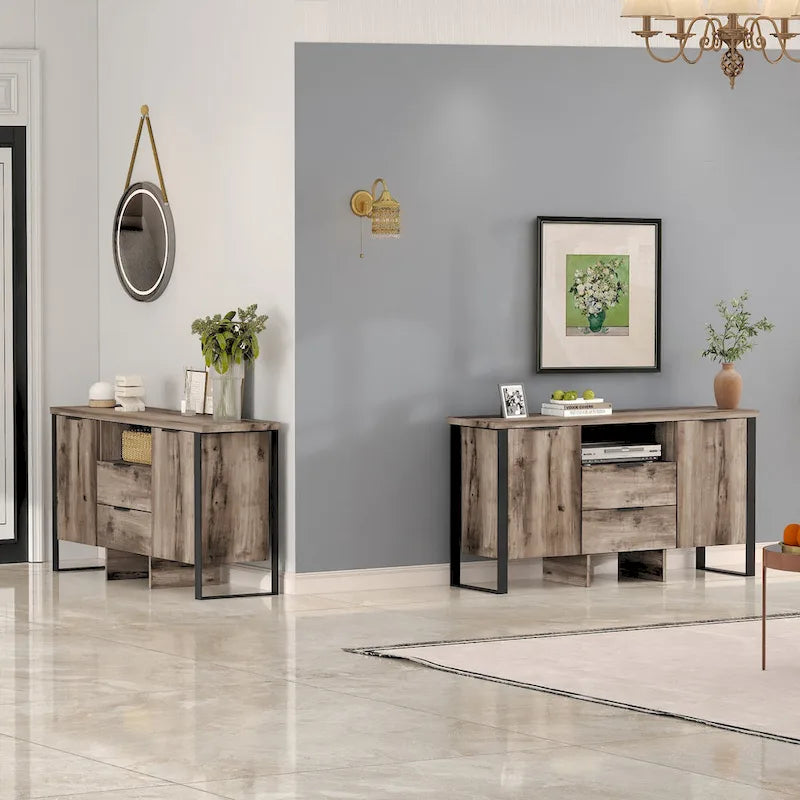 2-Door 2-Drawer Storage Cabinet and TV Stand