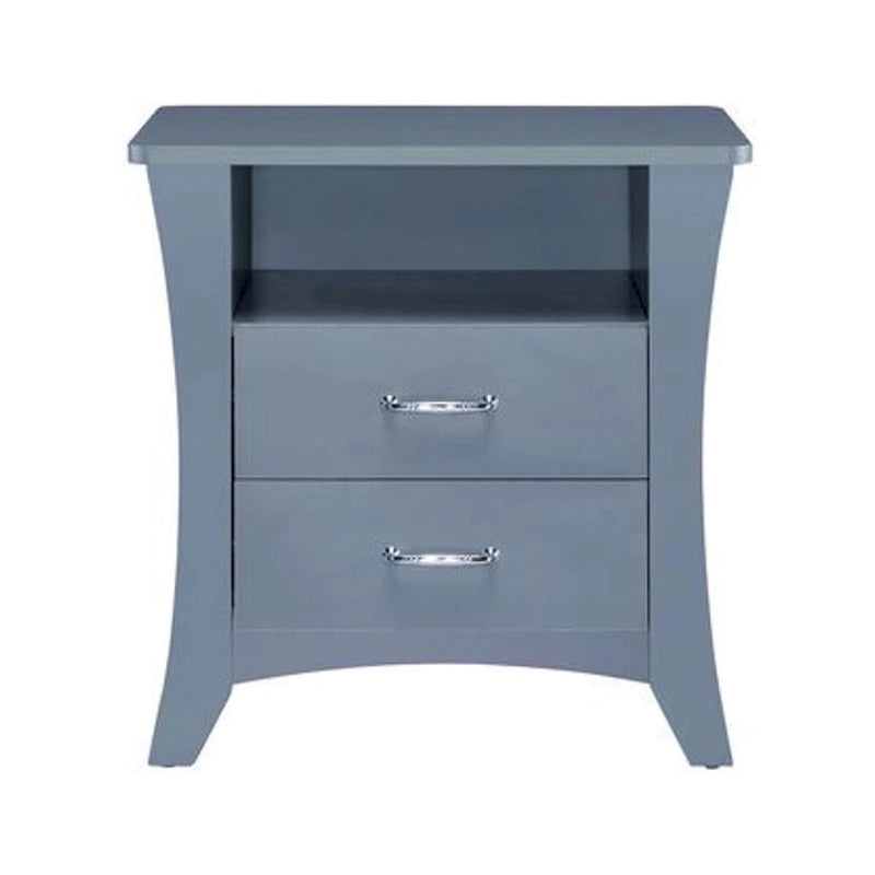 Gray Accent Table with 2 Drawers and Open Compartment