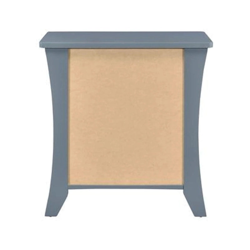 Gray Accent Table with 2 Drawers and Open Compartment