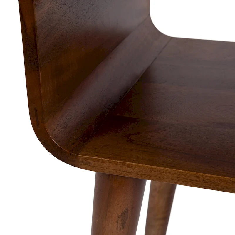 Mid-Century Modern Solid Wood Side Table with Open Shelf, Walnut Brown - 18x14x27