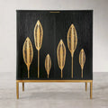 Mid-Century Modern 2-Door Accent Cabinet Sideboard with Gold Details
