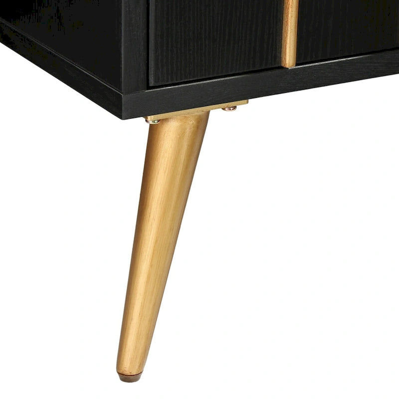Mid-Century Modern 2-Door Accent Cabinet Sideboard with Gold Details