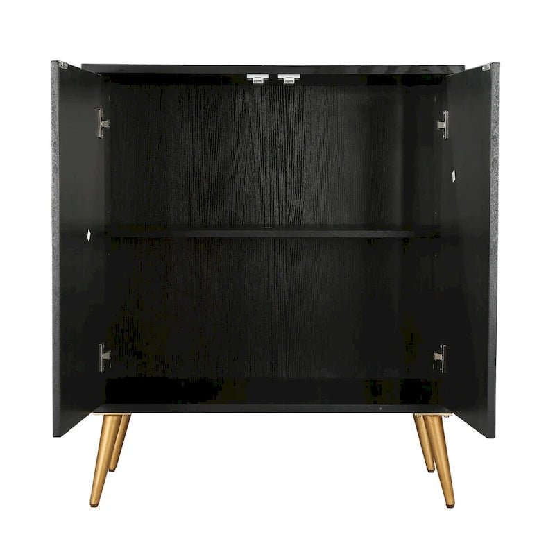 Mid-Century Modern 2-Door Accent Cabinet Sideboard with Gold Details