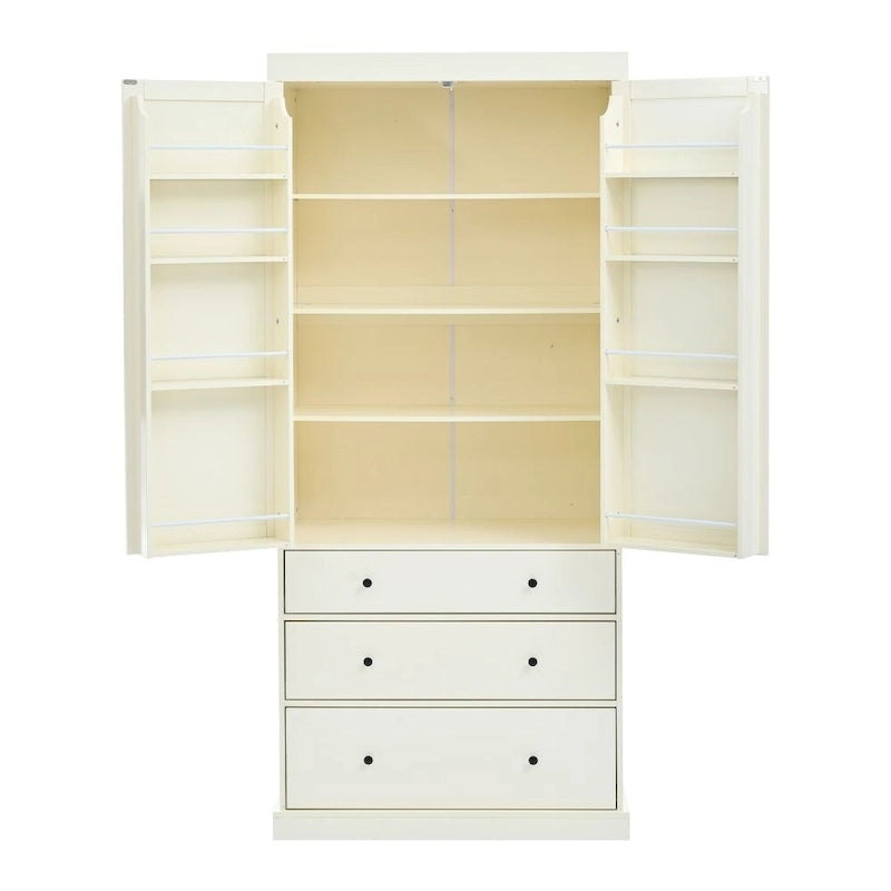 77 Inch Farmhouse Kitchen Pantry Freestanding Tall Storage Cabinet